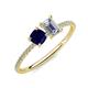 3 - Elyse 6.00 mm Cushion Shape Lab Created Blue Sapphire and 7x5 mm Emerald Shape Forever One Moissanite 2 Stone Duo Ring 
