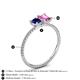 4 - Elyse 6.00 mm Cushion Shape Lab Created Blue Sapphire and 7x5 mm Emerald Shape Lab Created Pink Sapphire 2 Stone Duo Ring 