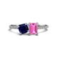 1 - Elyse 6.00 mm Cushion Shape Lab Created Blue Sapphire and 7x5 mm Emerald Shape Lab Created Pink Sapphire 2 Stone Duo Ring 
