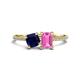 1 - Elyse 6.00 mm Cushion Shape Lab Created Blue Sapphire and 7x5 mm Emerald Shape Lab Created Pink Sapphire 2 Stone Duo Ring 