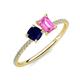 3 - Elyse 6.00 mm Cushion Shape Lab Created Blue Sapphire and 7x5 mm Emerald Shape Lab Created Pink Sapphire 2 Stone Duo Ring 