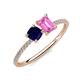 3 - Elyse 6.00 mm Cushion Shape Lab Created Blue Sapphire and 7x5 mm Emerald Shape Lab Created Pink Sapphire 2 Stone Duo Ring 