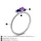 4 - Elyse 6.00 mm Cushion Shape Lab Created Blue Sapphire and 7x5 mm Emerald Shape Amethyst 2 Stone Duo Ring 