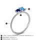 4 - Elyse 6.00 mm Cushion Shape Lab Created Blue Sapphire and 7x5 mm Emerald Shape Blue Topaz 2 Stone Duo Ring 