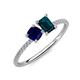 3 - Elyse 6.00 mm Cushion Shape Lab Created Blue Sapphire and 7x5 mm Emerald Shape London Blue Topaz 2 Stone Duo Ring 