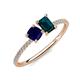 3 - Elyse 6.00 mm Cushion Shape Lab Created Blue Sapphire and 7x5 mm Emerald Shape London Blue Topaz 2 Stone Duo Ring 