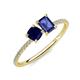 3 - Elyse 6.00 mm Cushion Shape Lab Created Blue Sapphire and 7x5 mm Emerald Shape Iolite 2 Stone Duo Ring 