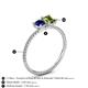 4 - Elyse 6.00 mm Cushion Shape Lab Created Blue Sapphire and 7x5 mm Emerald Shape Peridot 2 Stone Duo Ring 