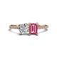1 - Elyse GIA Certified 6.00 mm Cushion Shape Diamond and 7x5 mm Emerald Shape Pink Tourmaline 2 Stone Duo Ring 