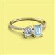 2 - Elyse GIA Certified 6.00 mm Cushion Shape Diamond and 7x5 mm Emerald Shape Aquamarine 2 Stone Duo Ring 