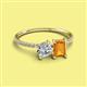 2 - Elyse GIA Certified 6.00 mm Cushion Shape Diamond and 7x5 mm Emerald Shape Citrine 2 Stone Duo Ring 