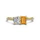 1 - Elyse GIA Certified 6.00 mm Cushion Shape Diamond and 7x5 mm Emerald Shape Citrine 2 Stone Duo Ring 