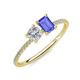 3 - Elyse GIA Certified 6.00 mm Cushion Shape Diamond and 7x5 mm Emerald Shape Tanzanite 2 Stone Duo Ring 