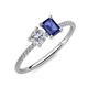 3 - Elyse GIA Certified 6.00 mm Cushion Shape Diamond and 7x5 mm Emerald Shape Iolite 2 Stone Duo Ring 