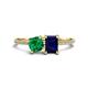 1 - Elyse 6.00 mm Cushion Shape Lab Created Emerald and 7x5 mm Emerald Shape Lab Created Blue Sapphire 2 Stone Duo Ring 