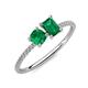 3 - Elyse 6.00 mm Cushion Shape Lab Created Emerald and 7x5 mm Emerald Shape Lab Created Emerald 2 Stone Duo Ring 