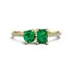 1 - Elyse 6.00 mm Cushion Shape Lab Created Emerald and 7x5 mm Emerald Shape Lab Created Emerald 2 Stone Duo Ring 