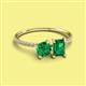 2 - Elyse 6.00 mm Cushion Shape Lab Created Emerald and 7x5 mm Emerald Shape Lab Created Emerald 2 Stone Duo Ring 