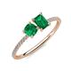 3 - Elyse 6.00 mm Cushion Shape Lab Created Emerald and 7x5 mm Emerald Shape Lab Created Emerald 2 Stone Duo Ring 