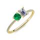 3 - Elyse 6.00 mm Cushion Shape Lab Created Emerald and IGI Certified 7x5 mm Emerald Shape Lab Grown Diamond 2 Stone Duo Ring 