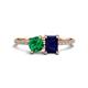 1 - Elyse 6.00 mm Cushion Shape Lab Created Emerald and 7x5 mm Emerald Shape Lab Created Blue Sapphire 2 Stone Duo Ring 