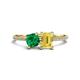 1 - Elyse 6.00 mm Cushion Shape Lab Created Emerald and 7x5 mm Emerald Shape Lab Created Yellow Sapphire 2 Stone Duo Ring 