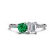 1 - Elyse 6.00 mm Cushion Shape Lab Created Emerald and 7x5 mm Emerald Shape White Sapphire 2 Stone Duo Ring 