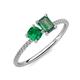 3 - Elyse 6.00 mm Cushion Shape Lab Created Emerald and 7x5 mm Emerald Shape Lab Created Alexandrite 2 Stone Duo Ring 