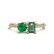 1 - Elyse 6.00 mm Cushion Shape Lab Created Emerald and 7x5 mm Emerald Shape Lab Created Alexandrite 2 Stone Duo Ring 