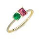 3 - Elyse 6.00 mm Cushion Shape Lab Created Emerald and 7x5 mm Emerald Shape Pink Tourmaline 2 Stone Duo Ring 