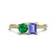1 - Elyse 6.00 mm Cushion Shape Lab Created Emerald and 7x5 mm Emerald Shape Tanzanite 2 Stone Duo Ring 