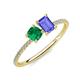 3 - Elyse 6.00 mm Cushion Shape Lab Created Emerald and 7x5 mm Emerald Shape Tanzanite 2 Stone Duo Ring 