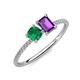 3 - Elyse 6.00 mm Cushion Shape Lab Created Emerald and 7x5 mm Emerald Shape Amethyst 2 Stone Duo Ring 