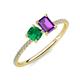 3 - Elyse 6.00 mm Cushion Shape Lab Created Emerald and 7x5 mm Emerald Shape Amethyst 2 Stone Duo Ring 