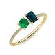 3 - Elyse 6.00 mm Cushion Shape Lab Created Emerald and 7x5 mm Emerald Shape London Blue Topaz 2 Stone Duo Ring 