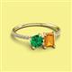 2 - Elyse 6.00 mm Cushion Shape Lab Created Emerald and 7x5 mm Emerald Shape Citrine 2 Stone Duo Ring 