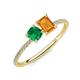 3 - Elyse 6.00 mm Cushion Shape Lab Created Emerald and 7x5 mm Emerald Shape Citrine 2 Stone Duo Ring 