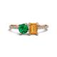 1 - Elyse 6.00 mm Cushion Shape Lab Created Emerald and 7x5 mm Emerald Shape Citrine 2 Stone Duo Ring 