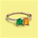 2 - Elyse 6.00 mm Cushion Shape Lab Created Emerald and 7x5 mm Emerald Shape Citrine 2 Stone Duo Ring 