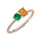 3 - Elyse 6.00 mm Cushion Shape Lab Created Emerald and 7x5 mm Emerald Shape Citrine 2 Stone Duo Ring 
