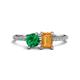 1 - Elyse 6.00 mm Cushion Shape Lab Created Emerald and 7x5 mm Emerald Shape Citrine 2 Stone Duo Ring 