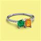 2 - Elyse 6.00 mm Cushion Shape Lab Created Emerald and 7x5 mm Emerald Shape Citrine 2 Stone Duo Ring 