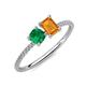 3 - Elyse 6.00 mm Cushion Shape Lab Created Emerald and 7x5 mm Emerald Shape Citrine 2 Stone Duo Ring 