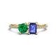 1 - Elyse 6.00 mm Cushion Shape Lab Created Emerald and 7x5 mm Emerald Shape Iolite 2 Stone Duo Ring 
