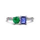 1 - Elyse 6.00 mm Cushion Shape Lab Created Emerald and 7x5 mm Emerald Shape Iolite 2 Stone Duo Ring 