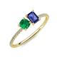 3 - Elyse 6.00 mm Cushion Shape Lab Created Emerald and 7x5 mm Emerald Shape Iolite 2 Stone Duo Ring 