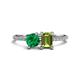 1 - Elyse 6.00 mm Cushion Shape Lab Created Emerald and 7x5 mm Emerald Shape Peridot 2 Stone Duo Ring 