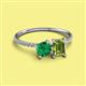 2 - Elyse 6.00 mm Cushion Shape Lab Created Emerald and 7x5 mm Emerald Shape Peridot 2 Stone Duo Ring 
