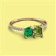 2 - Elyse 6.00 mm Cushion Shape Lab Created Emerald and 7x5 mm Emerald Shape Peridot 2 Stone Duo Ring 