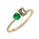 3 - Elyse 6.00 mm Cushion Shape Lab Created Emerald and 7x5 mm Emerald Shape Smoky Quartz 2 Stone Duo Ring 
